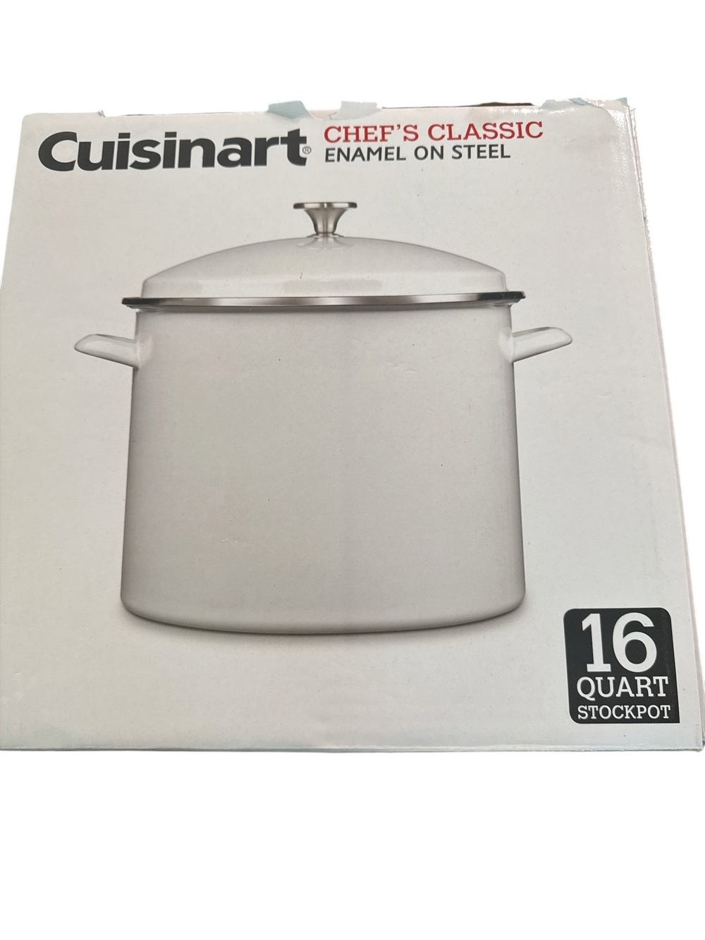 Cuisinart White Enamel-on-Steel Stockpot with Lid